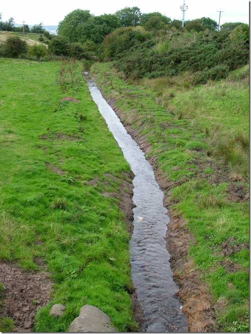 Mill Burn at Muirhead after trenching work has been carried out